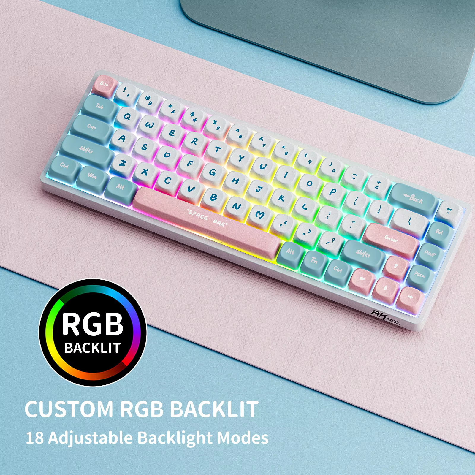 RK Royal Kludge RK837 clavier mécanique russe 68 touches 65% rvb rétro-éclairé échangeable à chaud 2.4G sans fil Bluetooth claviers de jeu