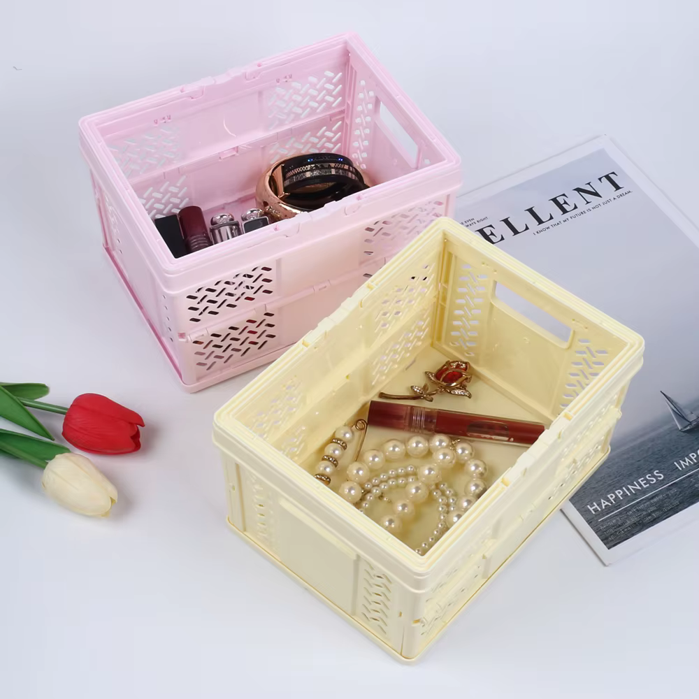 Panier de rangement pliable multifonctionnel avec poignée