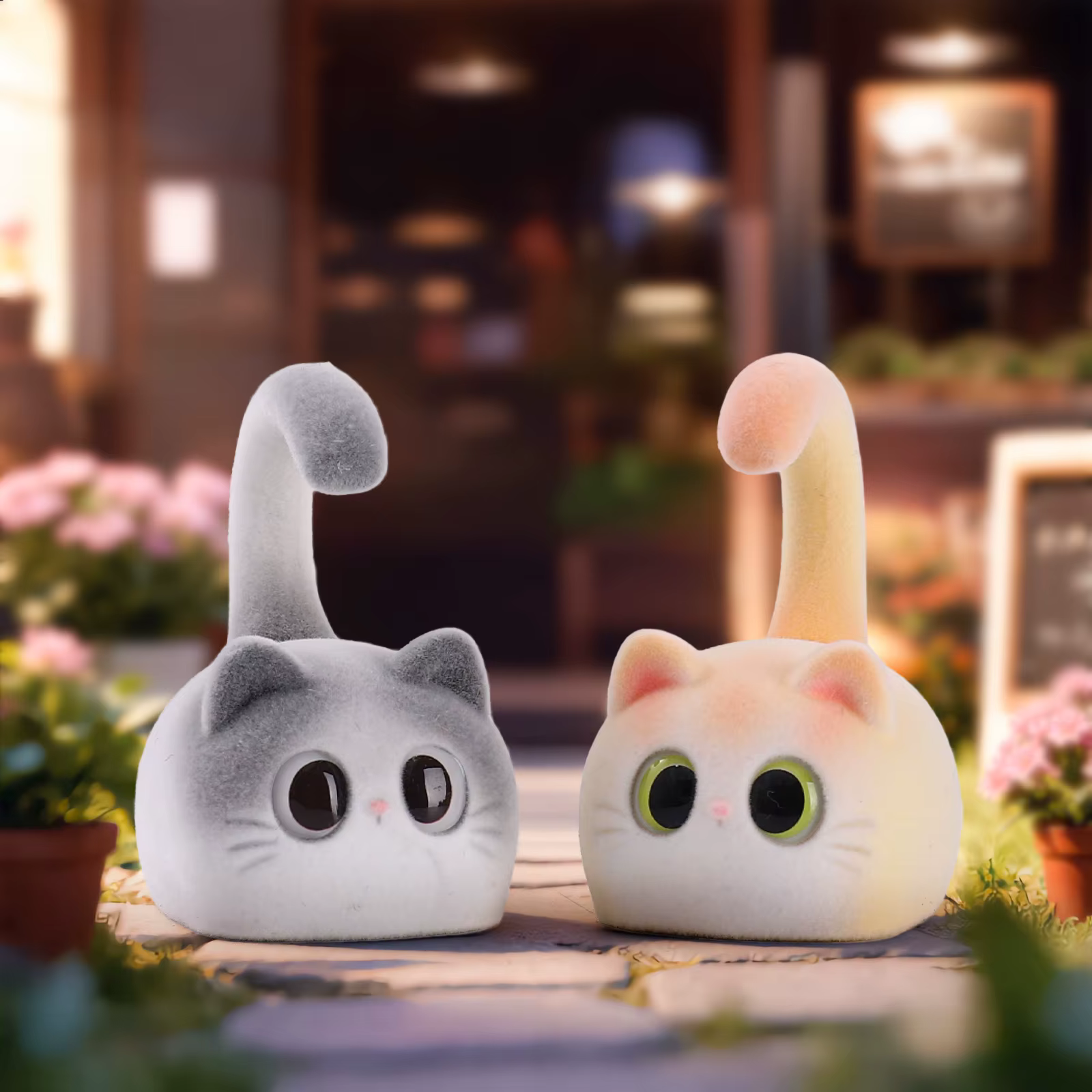 Honey Cat Blind Box Cartoon Flocked Toy Creative Desktop Ornament Trendy Fashion Collectible Figurine Surprise Gift Home Decor