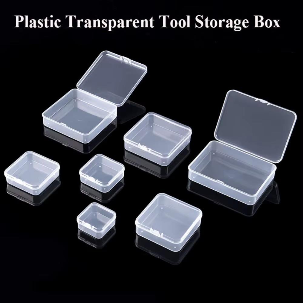Boîte de rangement carrée transparente pour petits objets