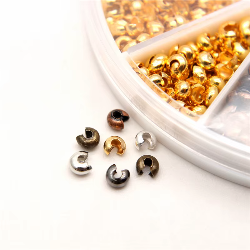 500 pièces/boîte 6 couleurs 3mm demi-rond ouvert en laiton perles à sertir couvertures nœud