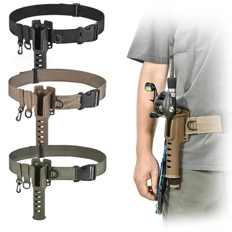 Support de ceinture de canne à pêche réglable, ceinture de pataugeoire avec insertion de leurre, boucle suspendue, Support de taille Portable pour matériel de pêche