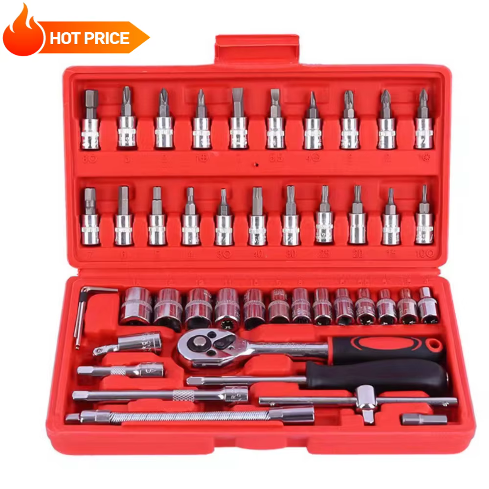 46 pièces/ensemble clé à douille bricolage Kit d'outils de réparation tournevis à cliquet pour matériel