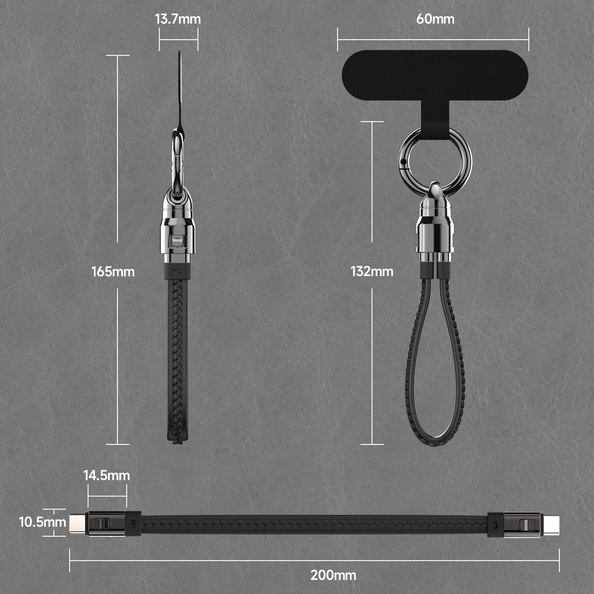 Porte-clés Portable USB C câble de chargeur court 240W 5A cordon de charge rapide Type C