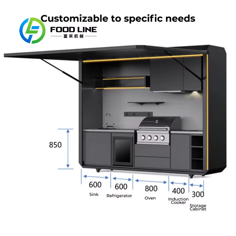 Ensemble de cuisine barbecue modulaire extérieur sur mesure avec réfrigérateur pleine taille et portes de rangement