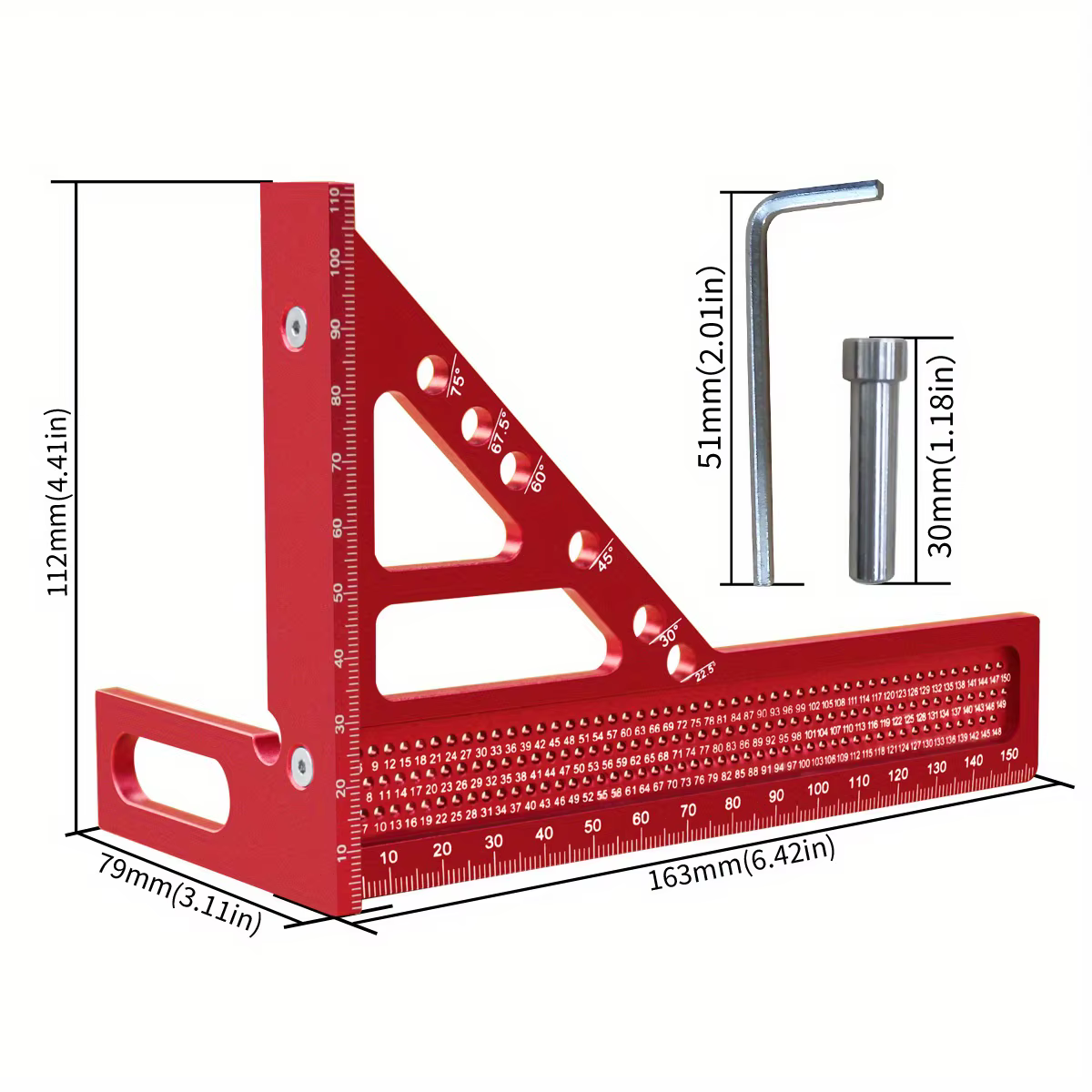 Règle de mesure 3D en alliage d'aluminium