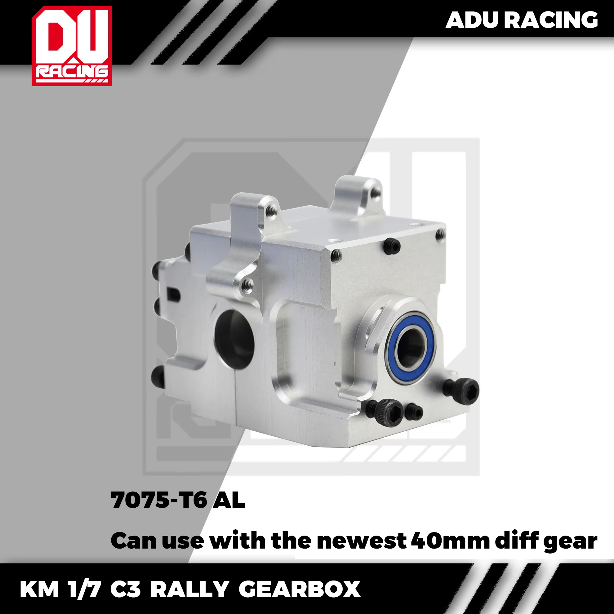 ADU Racing coffret de vitesses CNC 7075 T6 en aluminium pour KM 1/7 RALLY C3 FORD primal 1/6 échelle Porsche 934