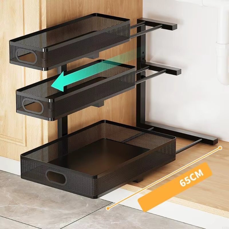 KXRE – système d'étagères sous le comptoir Large, espace rangement pour cuisine salle bain, avec conception