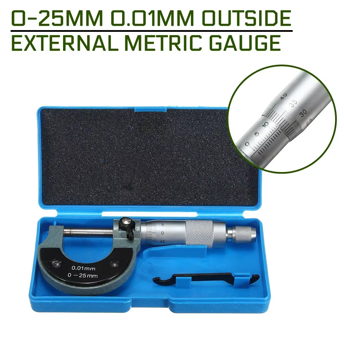 Micromètre extérieur métrique avec boîtier