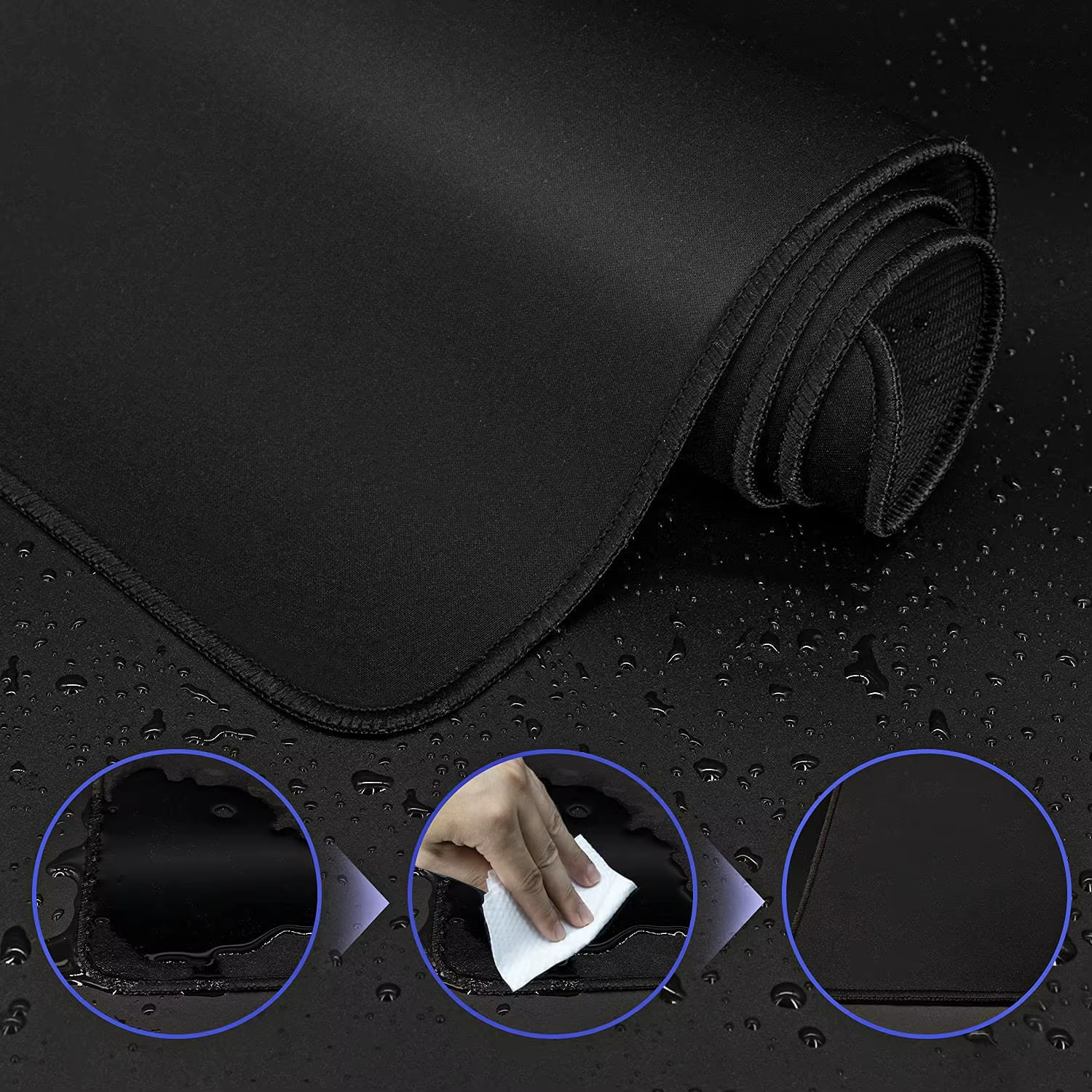Grand tapis de souris de jeu noir média