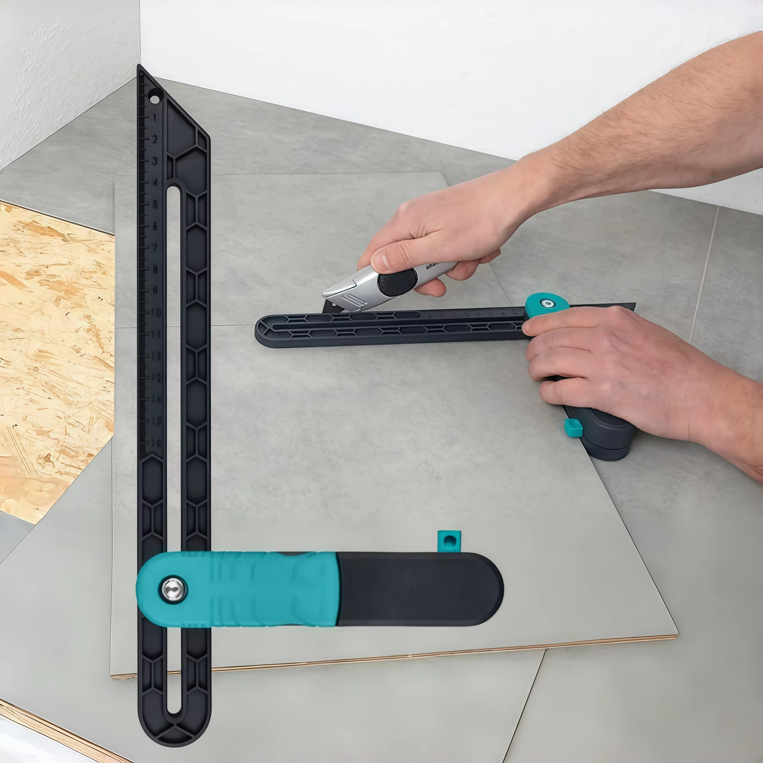 Règle en plastique verrouillable pour outil d'angle de rapporteur pour le travail du bois, mesures d'onglet de précision et Angles d'angle pour projet de menuiserie de bricolage