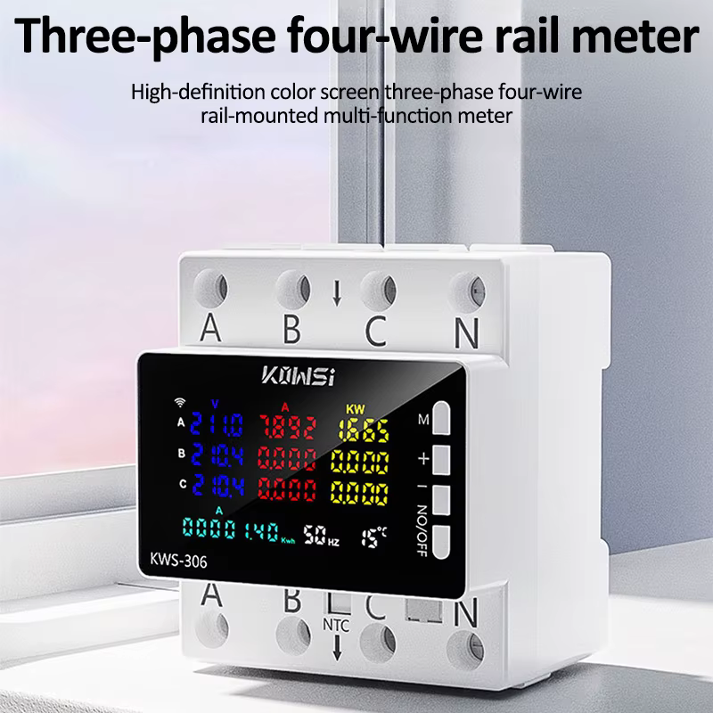 Compteur d'énergie Wifi, moniteur AC AC 85-290V 80A, 3 phases, 4 fils, Rail DIN, protection contre les surtensions, compteur d'électricité