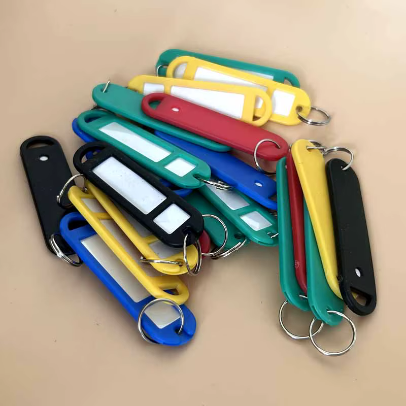 36 pièces multicolore bricolage nom anneau en plastique porte-clés ID étiquette étiquettes