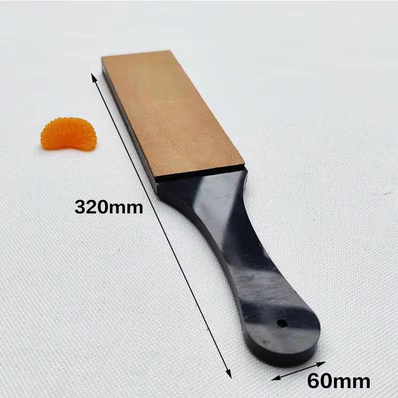 Sangle d'affûtage en cuir avec manche en bois fait à la main pour couteaux de rasoir-outil