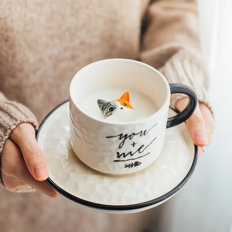 Tasse à griffes de chat en céramique
