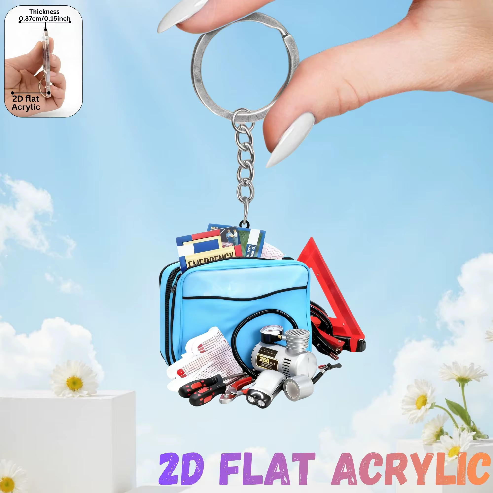 Porte-clés 2D pour kit d'urgence automobile