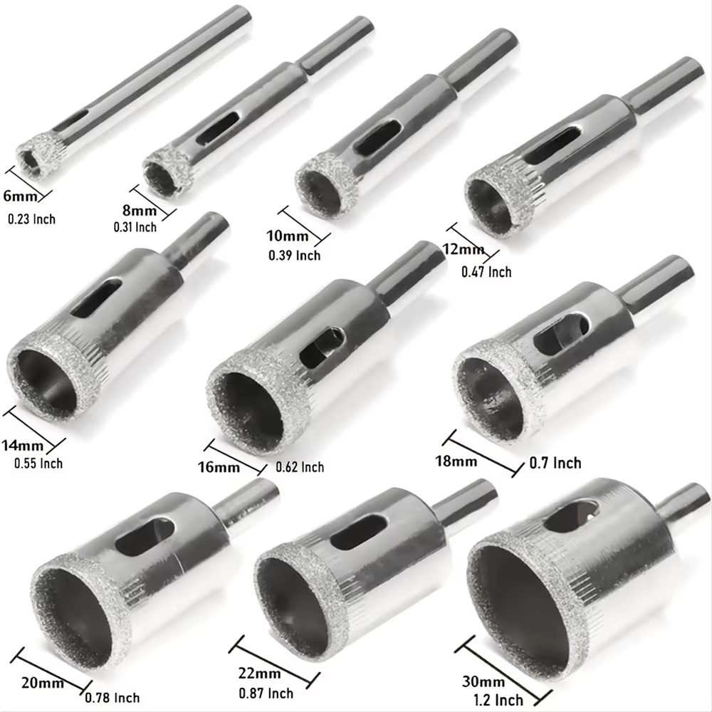Coupe-trou revêtu de diamant 10 pièces/ensemble 6mm-30mm