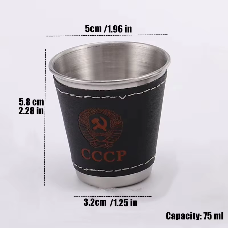 Tasse à Vodka, étui en PU 304, gobelet à vin en acier inoxydable, taille Portable, tasse à liqueur personnalisée, ensemble de verres à Shot de 70ml, 4 pièces