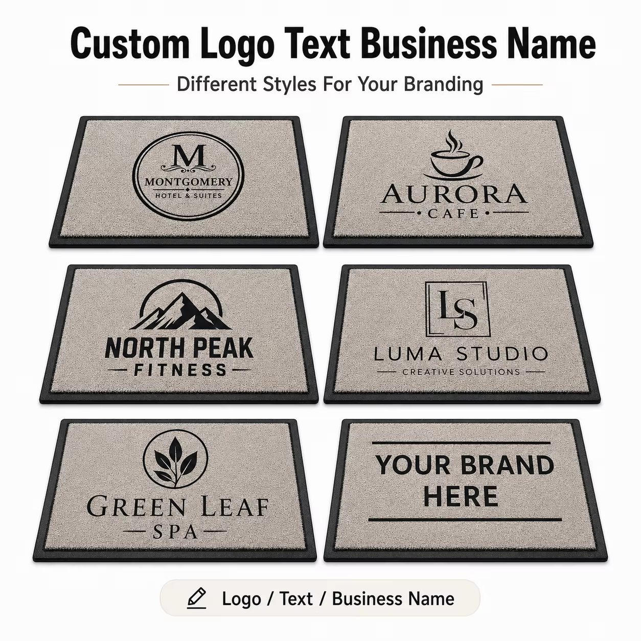 Paillasson de marque personnalisé avec n'importe quel logo, tapis antidérapant et durable pour magasins, hôtels, paillasson avec logo personnalisé pour magasins de vêtements, centres commerciaux