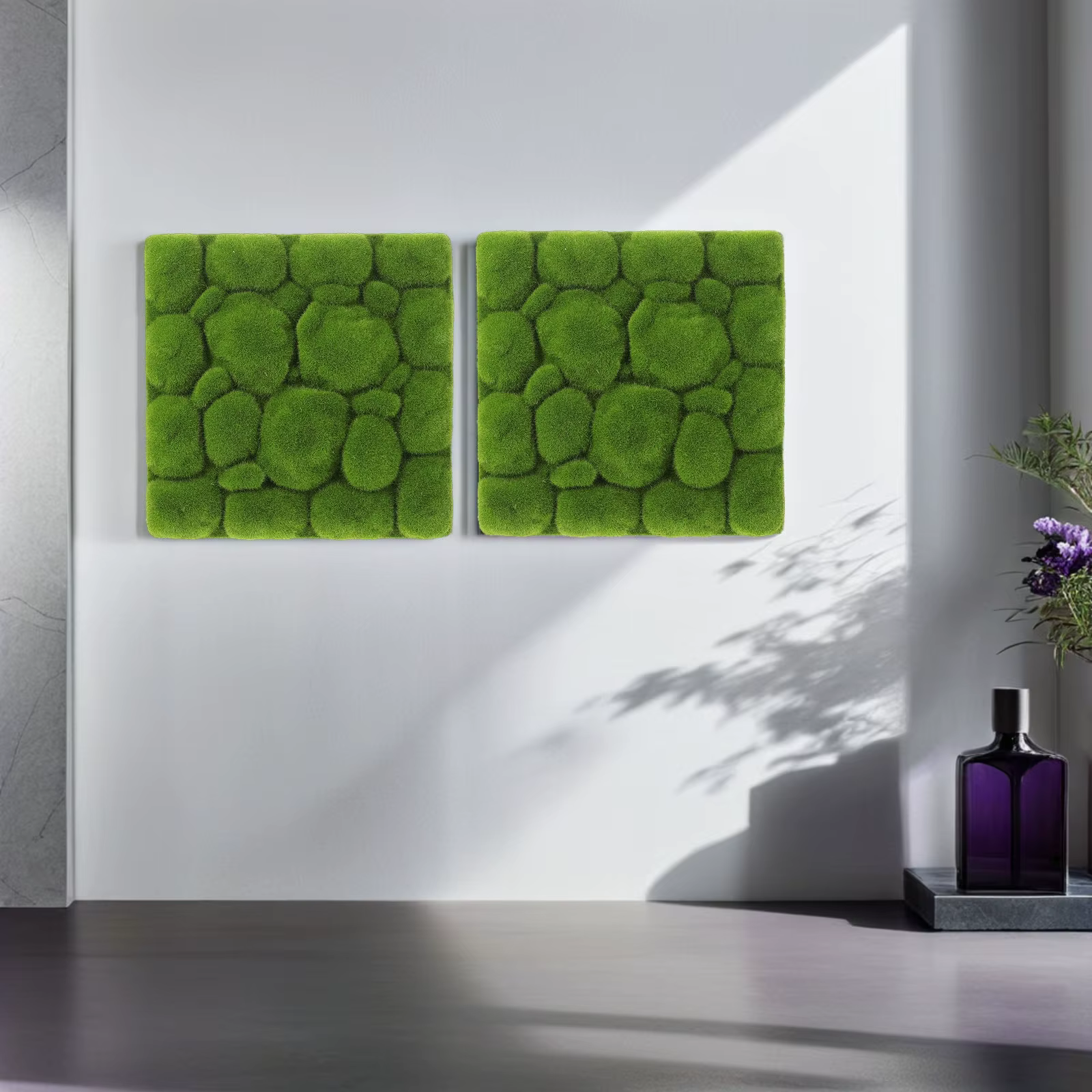 Lot de 3 panneaux muraux décoratifs en mousse artificielle DIY pour la décoration de la maison