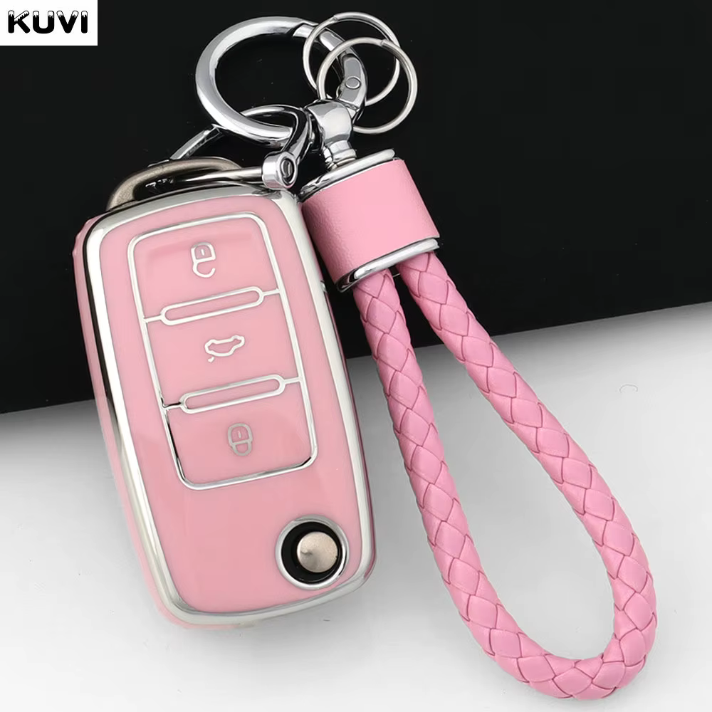Housse de clé de voiture en TPU rose