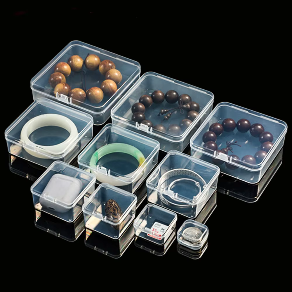 Mini boîte de rangement en plastique transparente