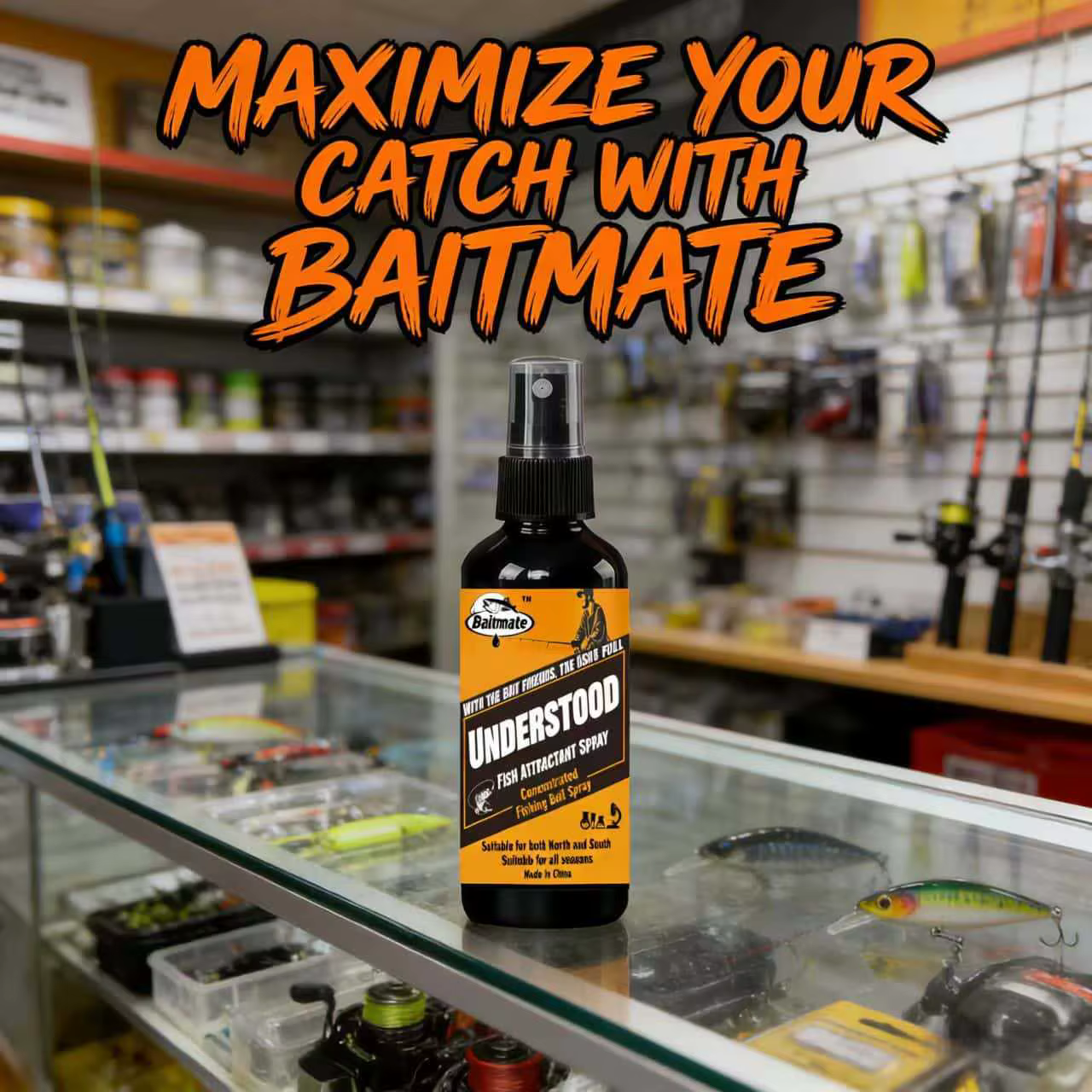 Spray Attractant pour Poissons 60 ml - Contient des appâts naturels pour attirer le bar