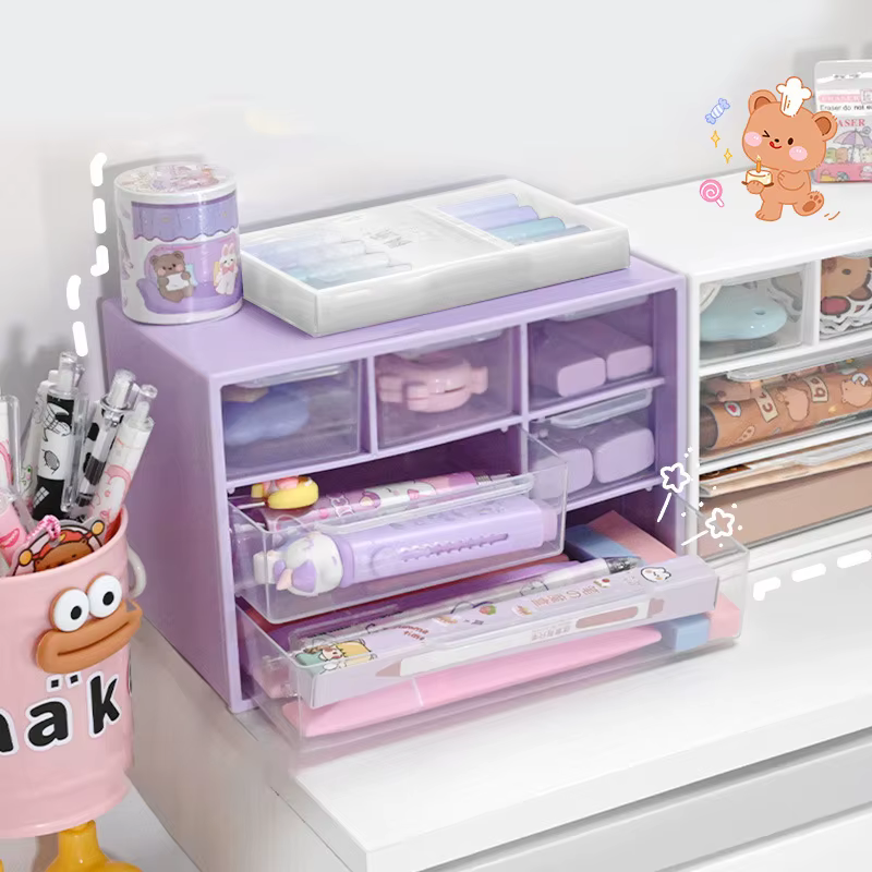 Boîte de rangement de bureau multicouche grande capacité