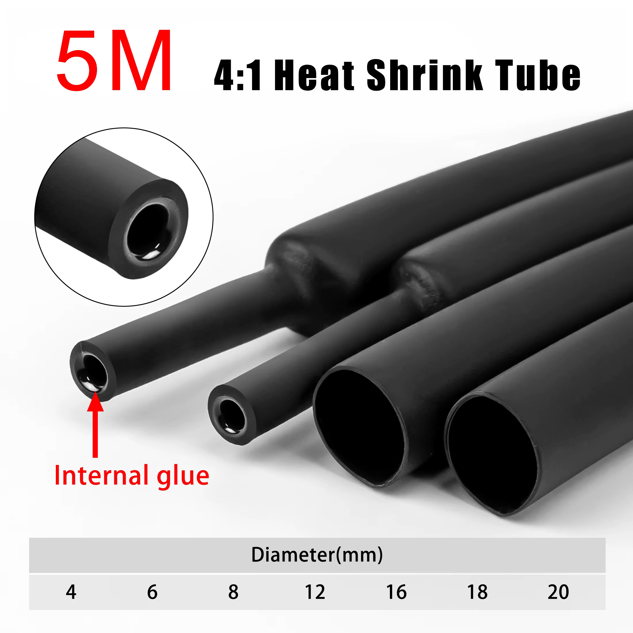 Tube thermorétractable 5M 4:1