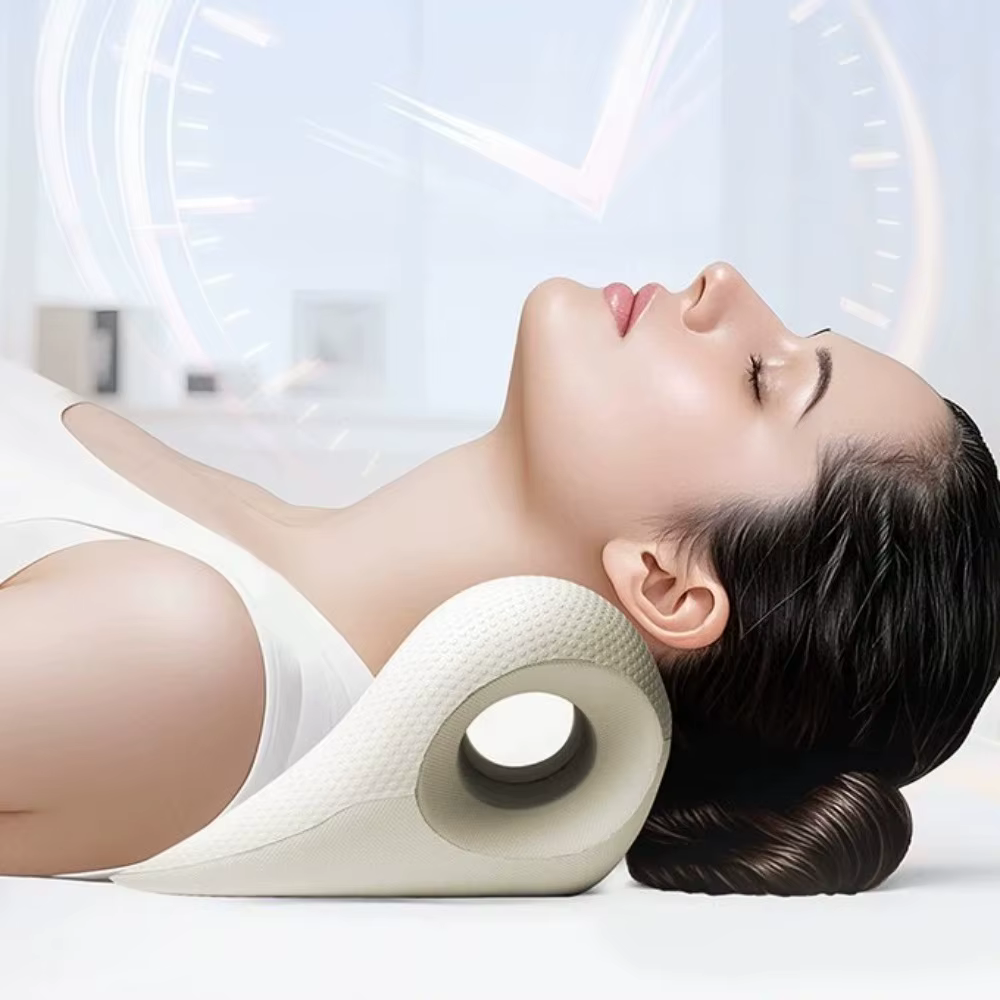 Oreiller de massage cervical en forme de U, contour ergonomique, relaxation de la fatigue, relaxant pour le cou et les épaules, utilisation polyvalente, oreiller à acupression