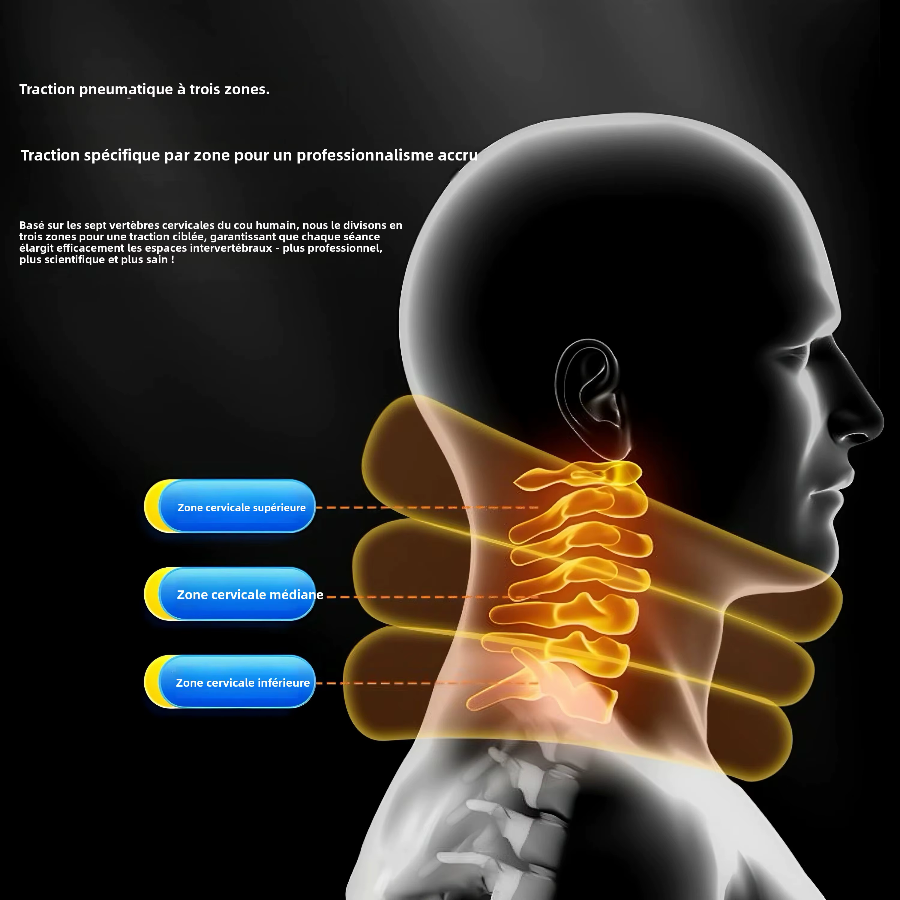 Collier de traction cervical gonflable à tube unique 3 couches