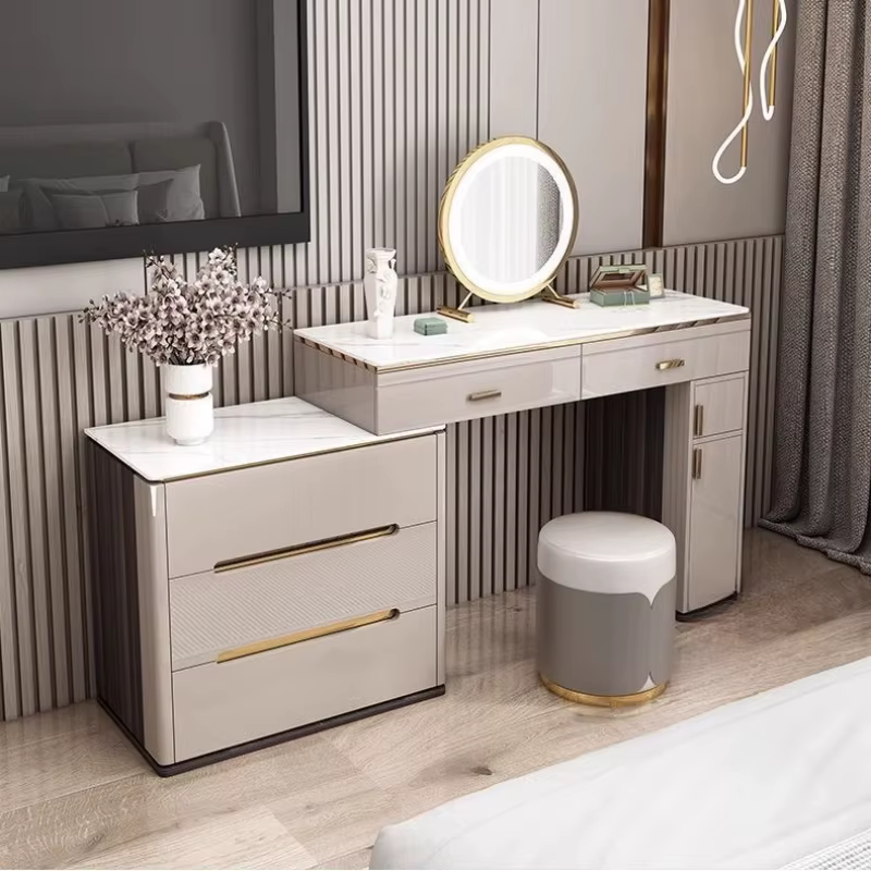 Organisateur de rangement coiffeuse tabouret moderne en bois massif coiffeuse tiroir classique Tocador Maquillaje meubles de chambre