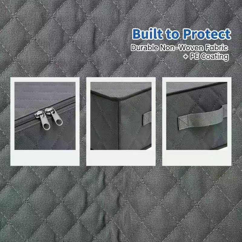 Lot de 4 conteneurs de rangement sous le lit, sacs de rangement pour couvertures, rangement pour chaussures et organisation, organisateur de literie gain de place pour chambre à coucher