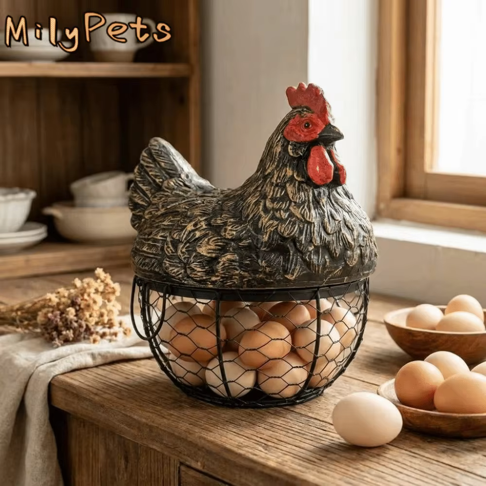 Panier à œufs décoratif en forme de poulet