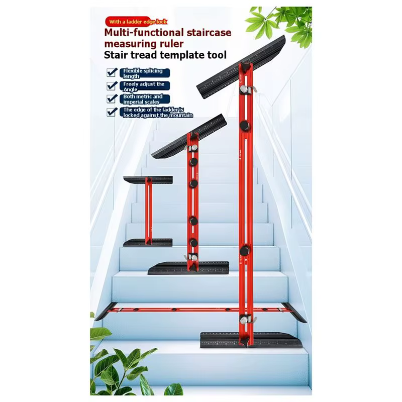 Outil de mesure de marches d'escalier BSEVB avec butées de bord rabattables