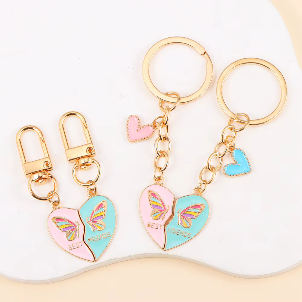 Meilleur ami porte-clés émail amour coeur épissure pendentif