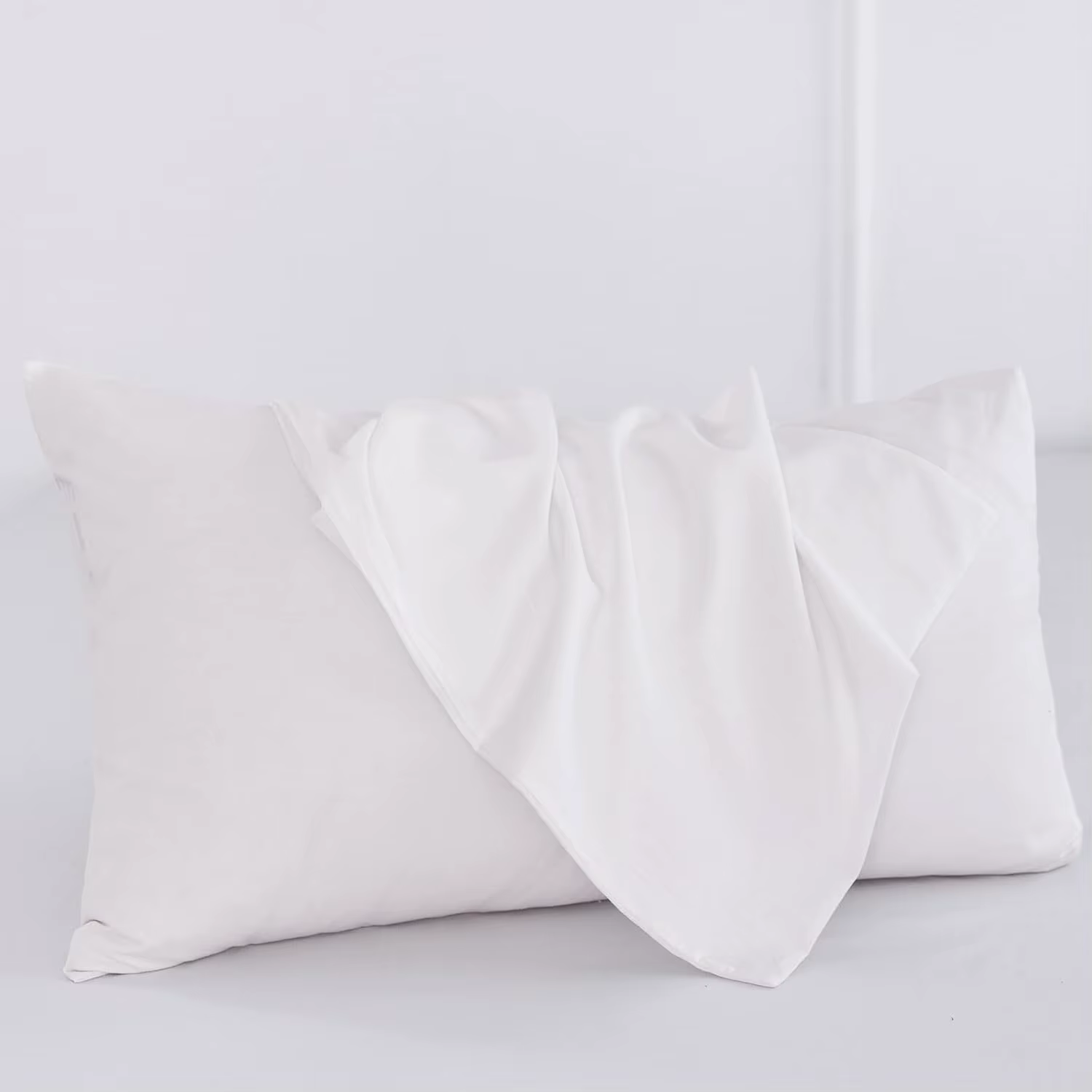 Taies d'oreiller standard, lot de 1, 100 % coton lavé, aspect lin, texturées, respirantes, durables, douces, blanches unies, sans inserts