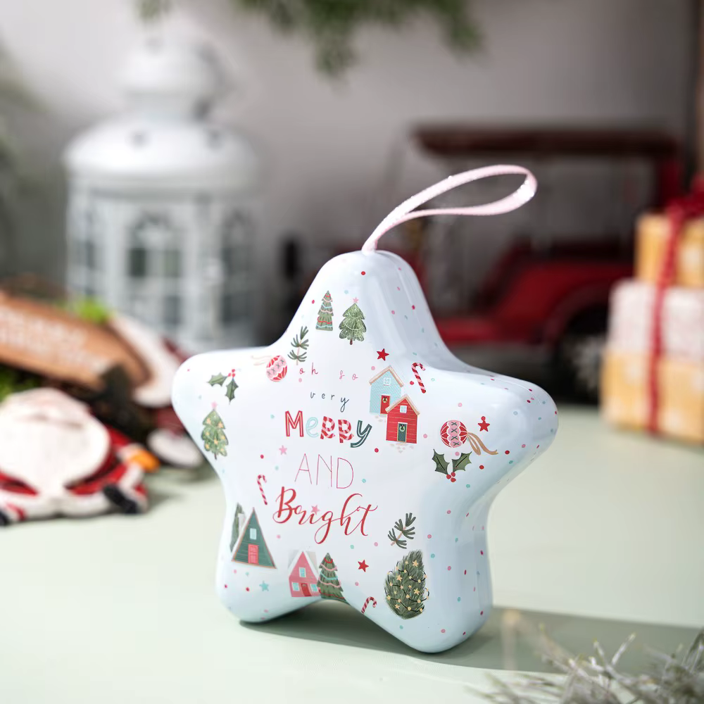 Boîte de noël multifonctionnelle en fer blanc avec corde