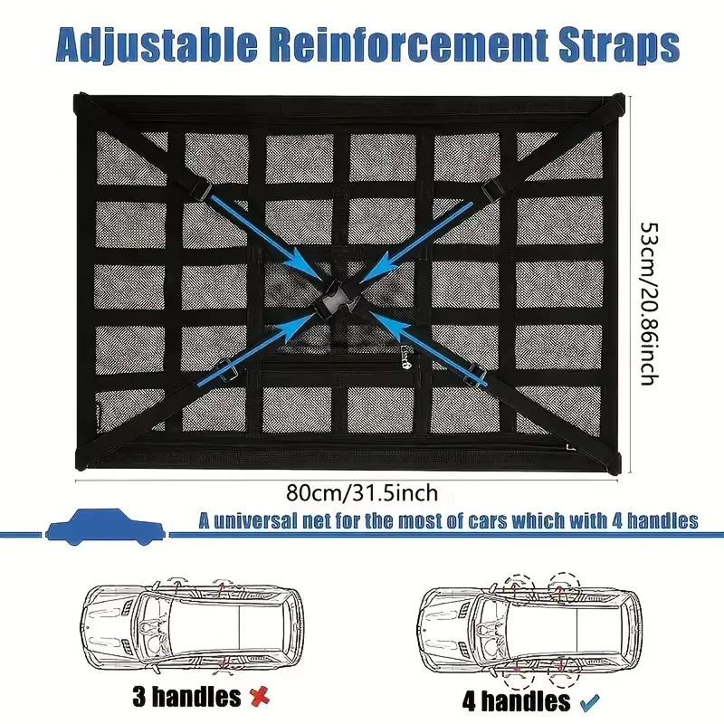 Filet de rangement universel pour toit de voiture, sac organisateur en maille pour camping-car, anti-affaissement, pour SUV, fourgonnette, camping, cabine
