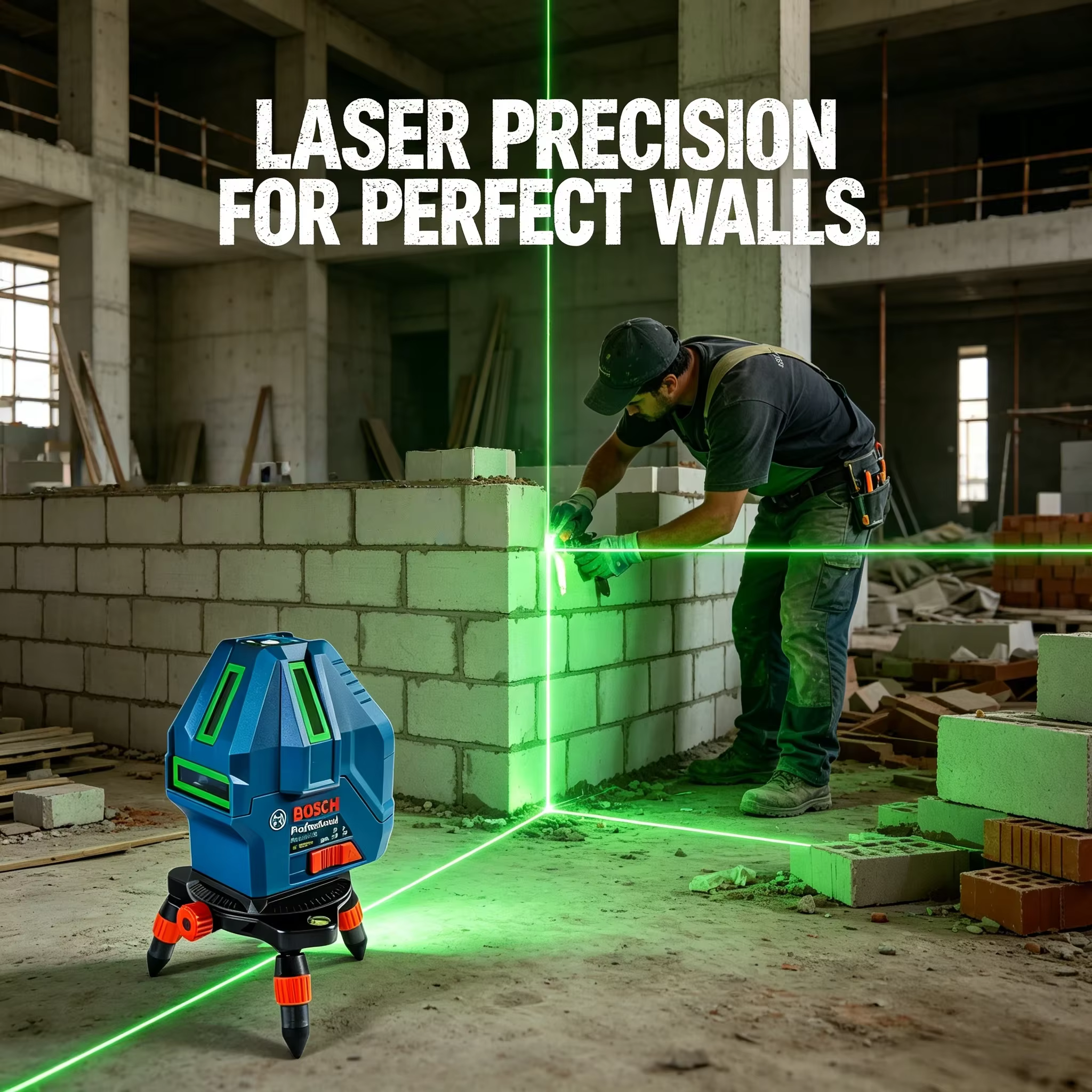  Niveau laser Bosch GLL 50-15 XG à faisceau vert avec pointe plombante