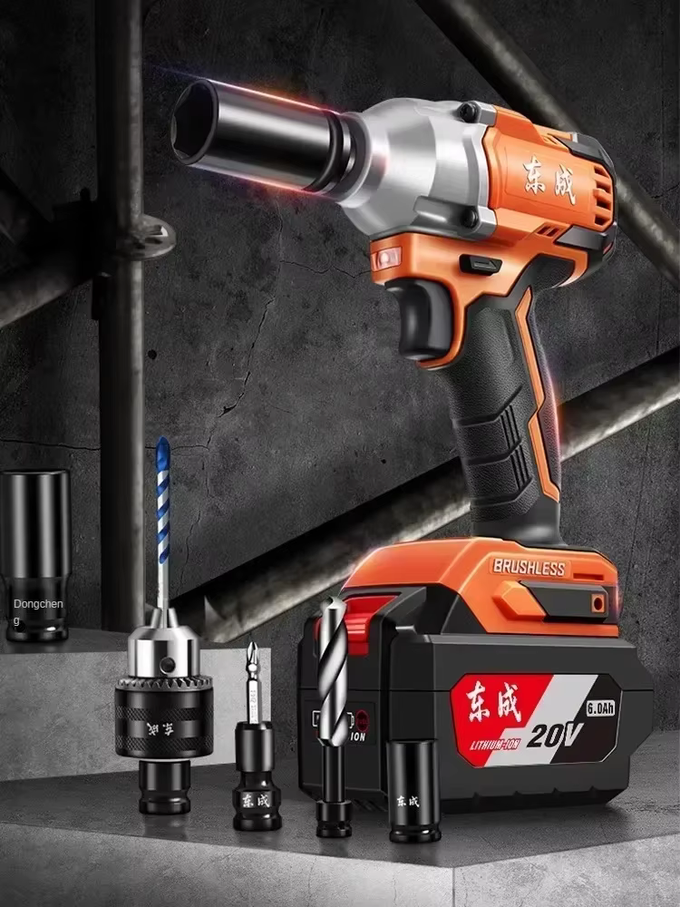 Kit de clé à chocs électrique sans balais avec batterie lithium-ion et chargeur
