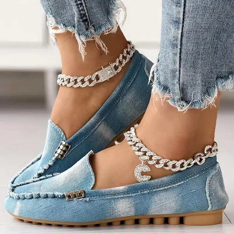 Femmes chaussures plates bout rond fond épais marche