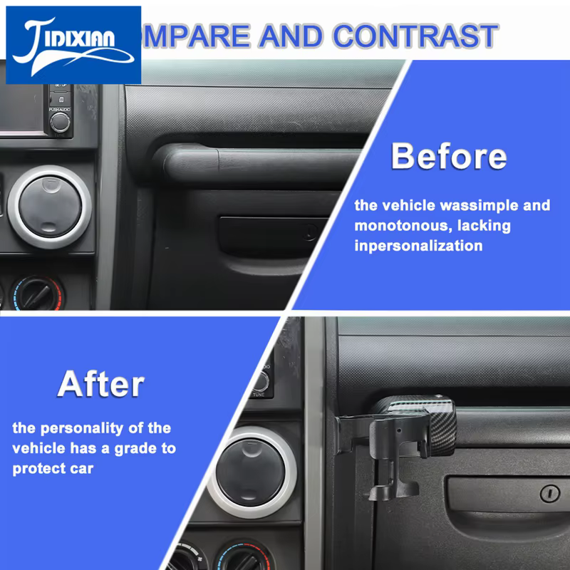 JIDIXIAN Compatible avec Jeep Wrangler JK 2007 2008 2009 2010 2011 2012 2013 2014 2015 2016 2017 Porte-gobelet et support de téléphone portable pour voiture
