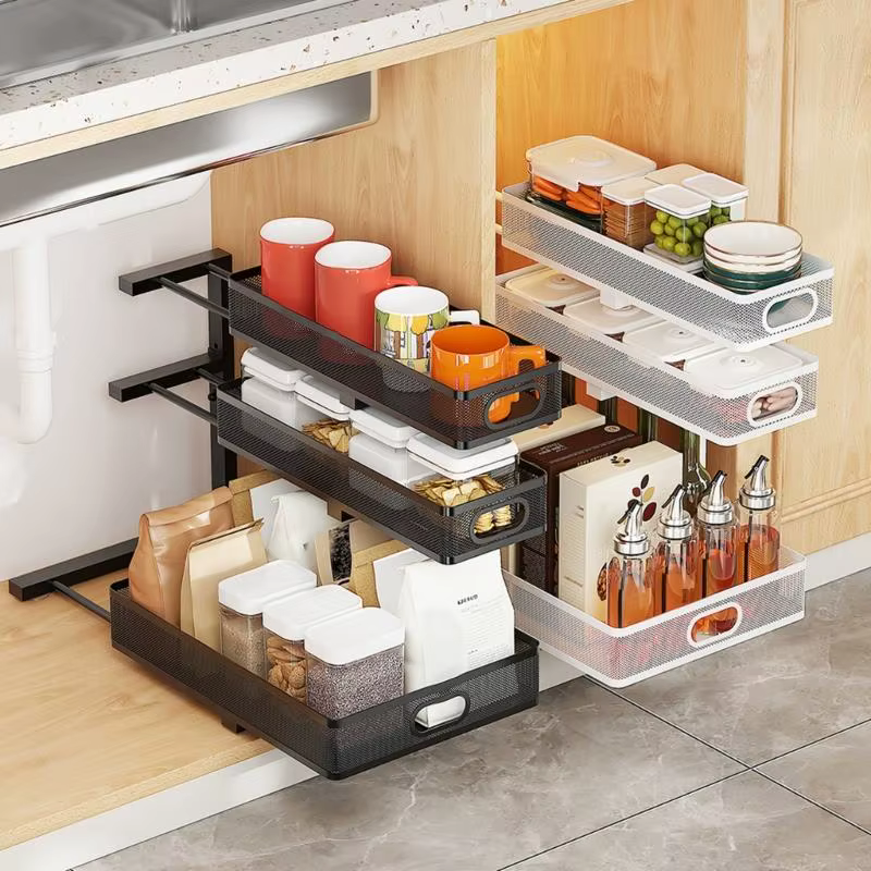 KXRE – système d'étagères sous le comptoir Large, espace rangement pour cuisine salle bain, avec conception