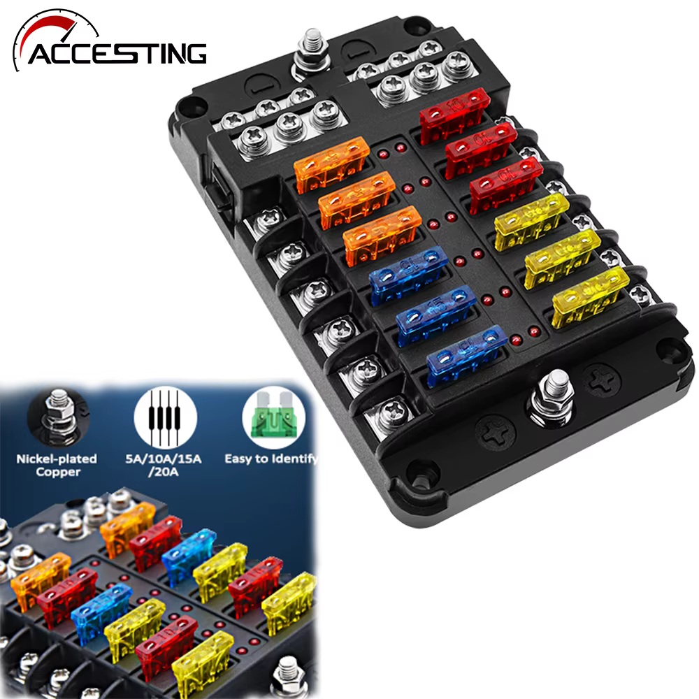 Accueil fusible à lame 6/12 voies 12-24V