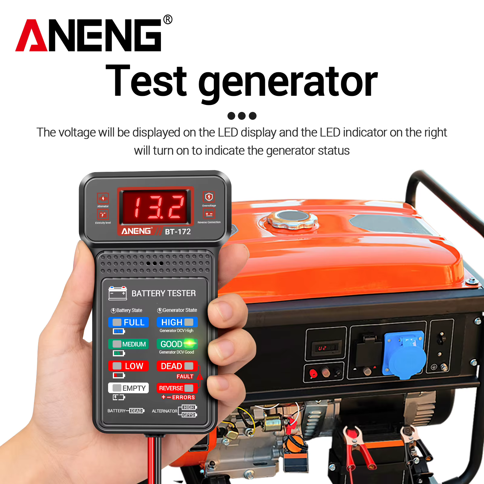 Testeur de batterie automobile ANENG BT-172 12V avec alarme sonore