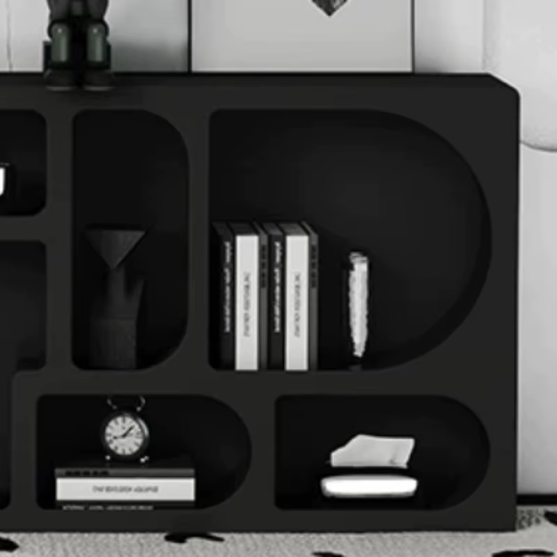 Armoires de rangement noires, armoires de cuisine nordiques pour livres et objets de collection, meubles de bar arqués, meubles pour la maison