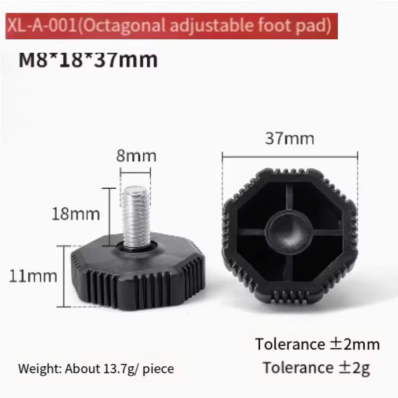 M8 pied de nivellement vis sur Type PP meubles en plastique Table chaise canapé jambe pieds antidérapants niveleur réglable Base boulon Pad