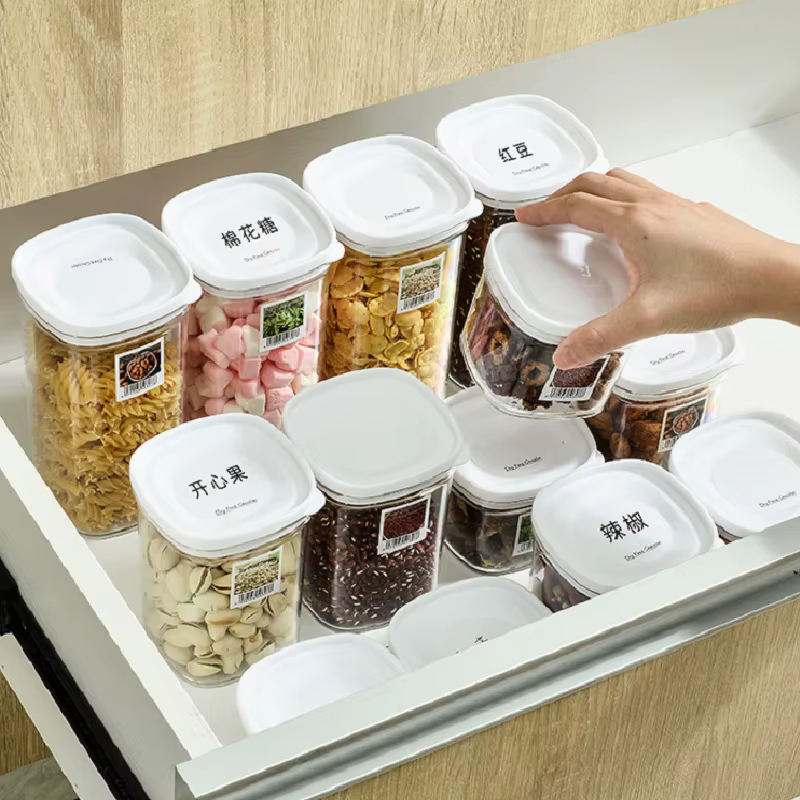 Boîtes de rangement empilables en plastique scellées pour cuisine