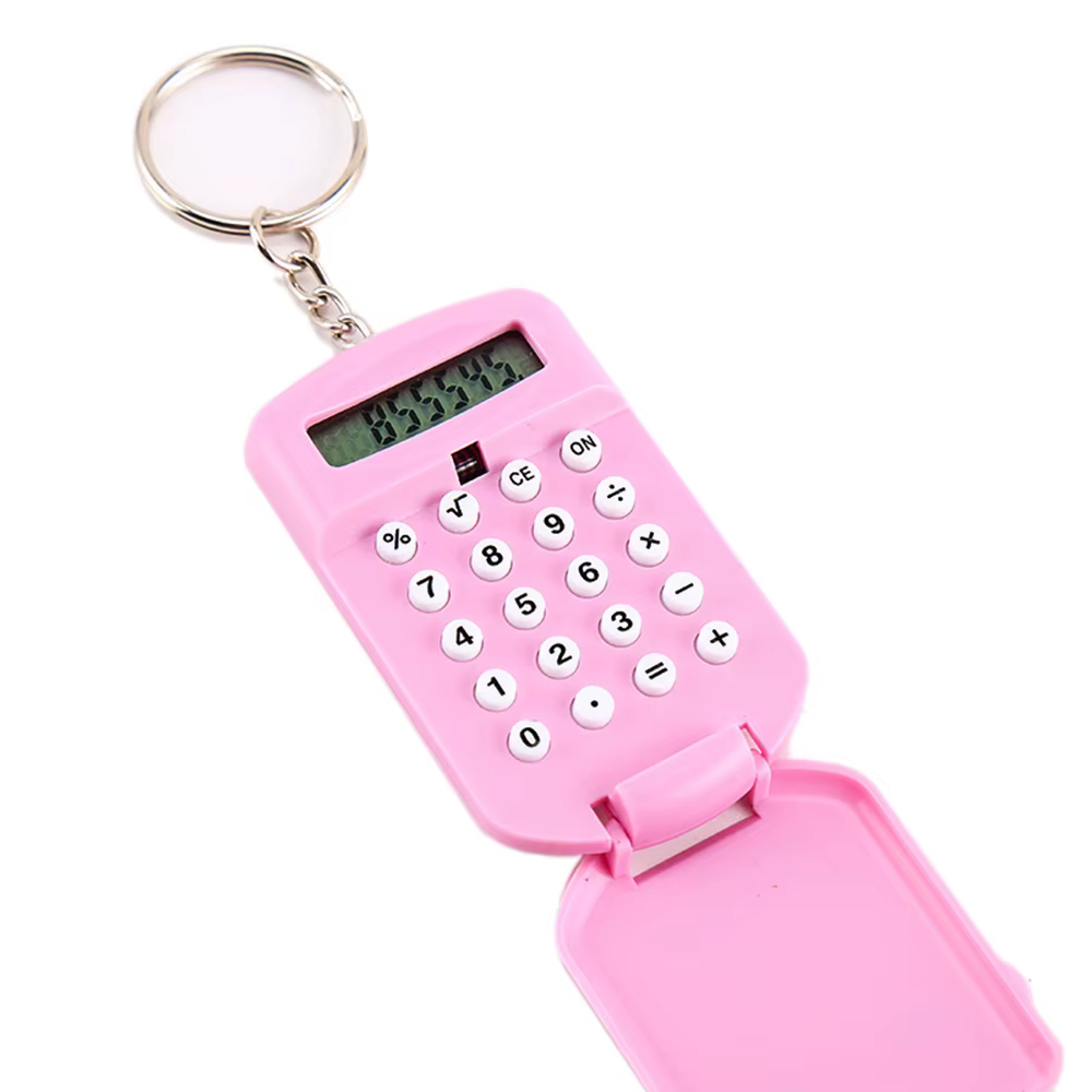 Mini calculatrice dessin animé mignon avec porte-clés affichage à 8 chiffres